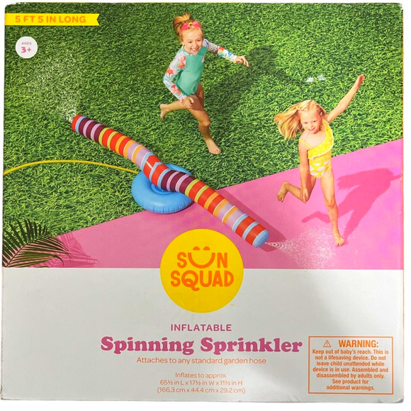 Sun Squad Inflatable Spinning Sprinkler, 5'5" L, 17.5" W, 11.5"H, w/ Repair Kit - Picture 2 of 6